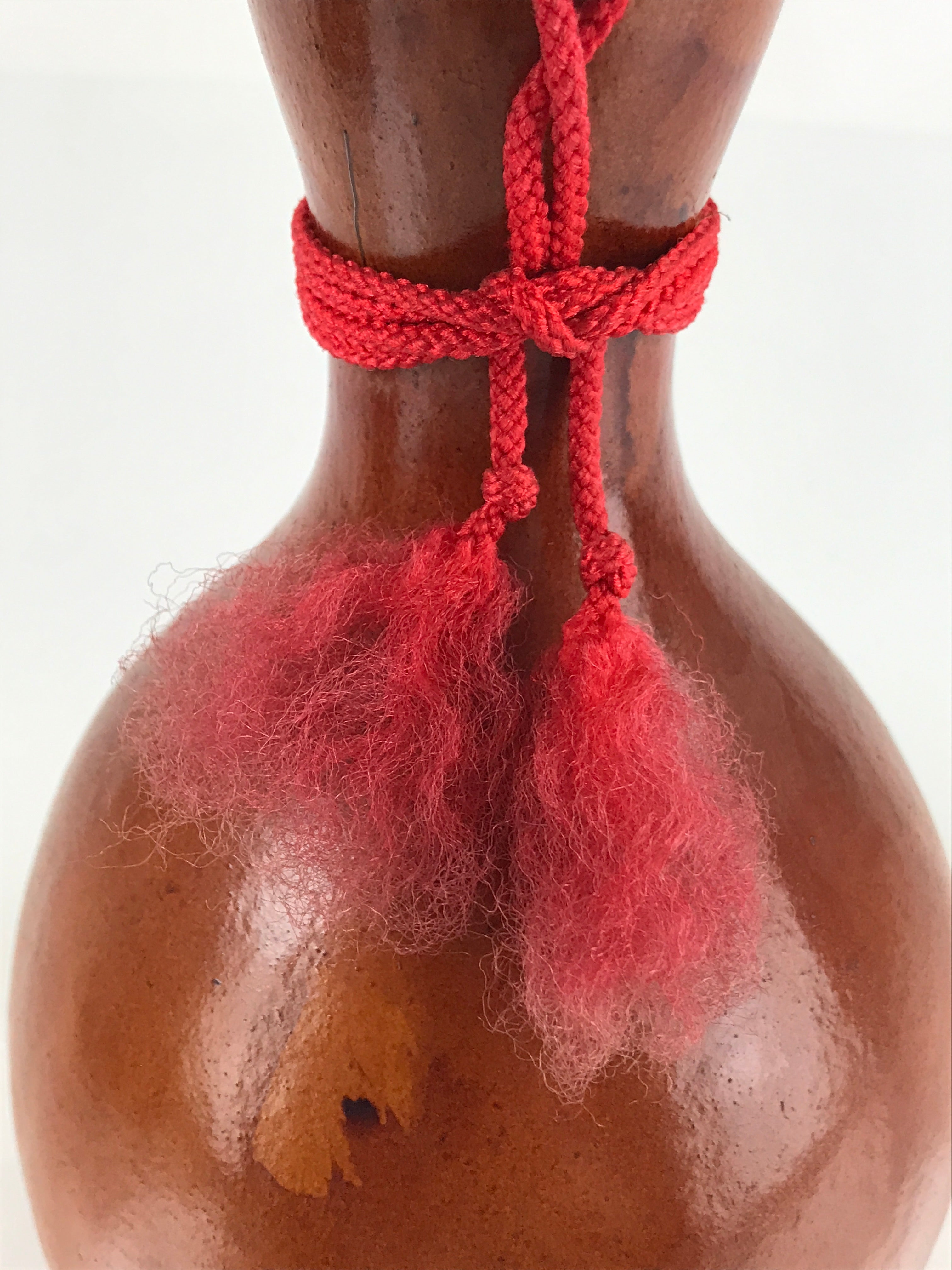 Japanese Lacquered Natural Hyotan Gourd Vtg Sake Bottle Lucky Charm Lidded G260