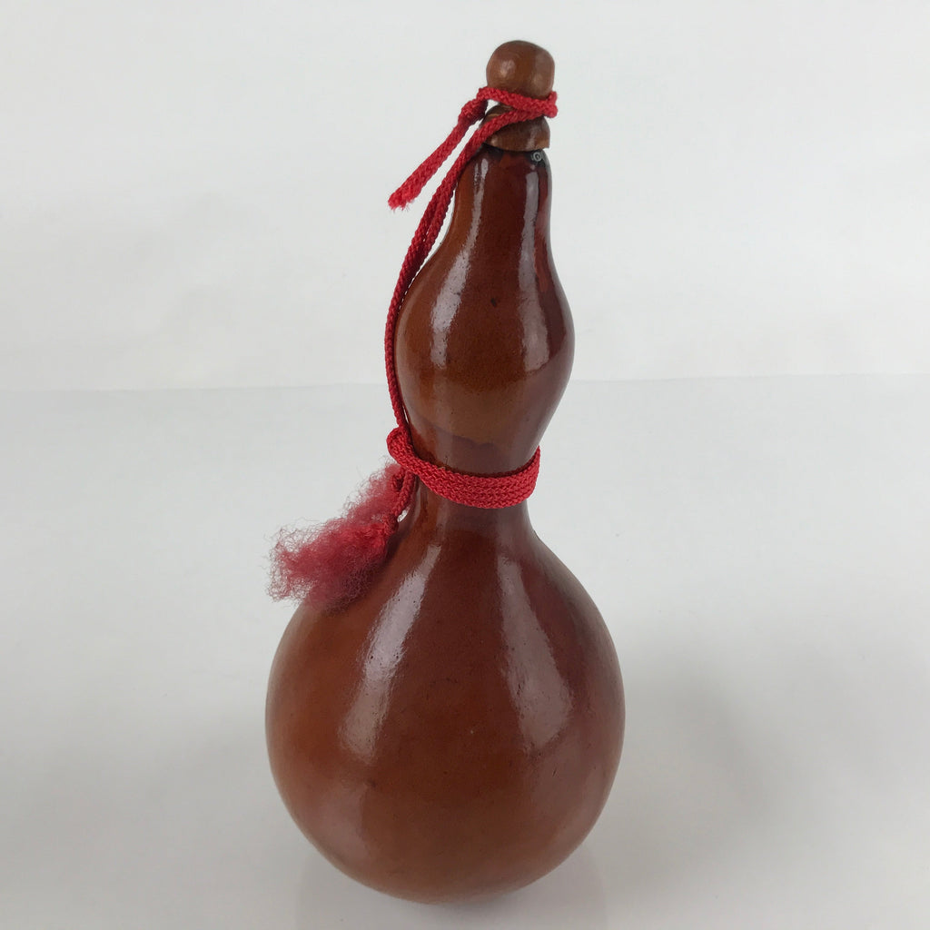 Japanese Lacquered Natural Hyotan Gourd Vtg Sake Bottle Lucky Charm Lidded G260