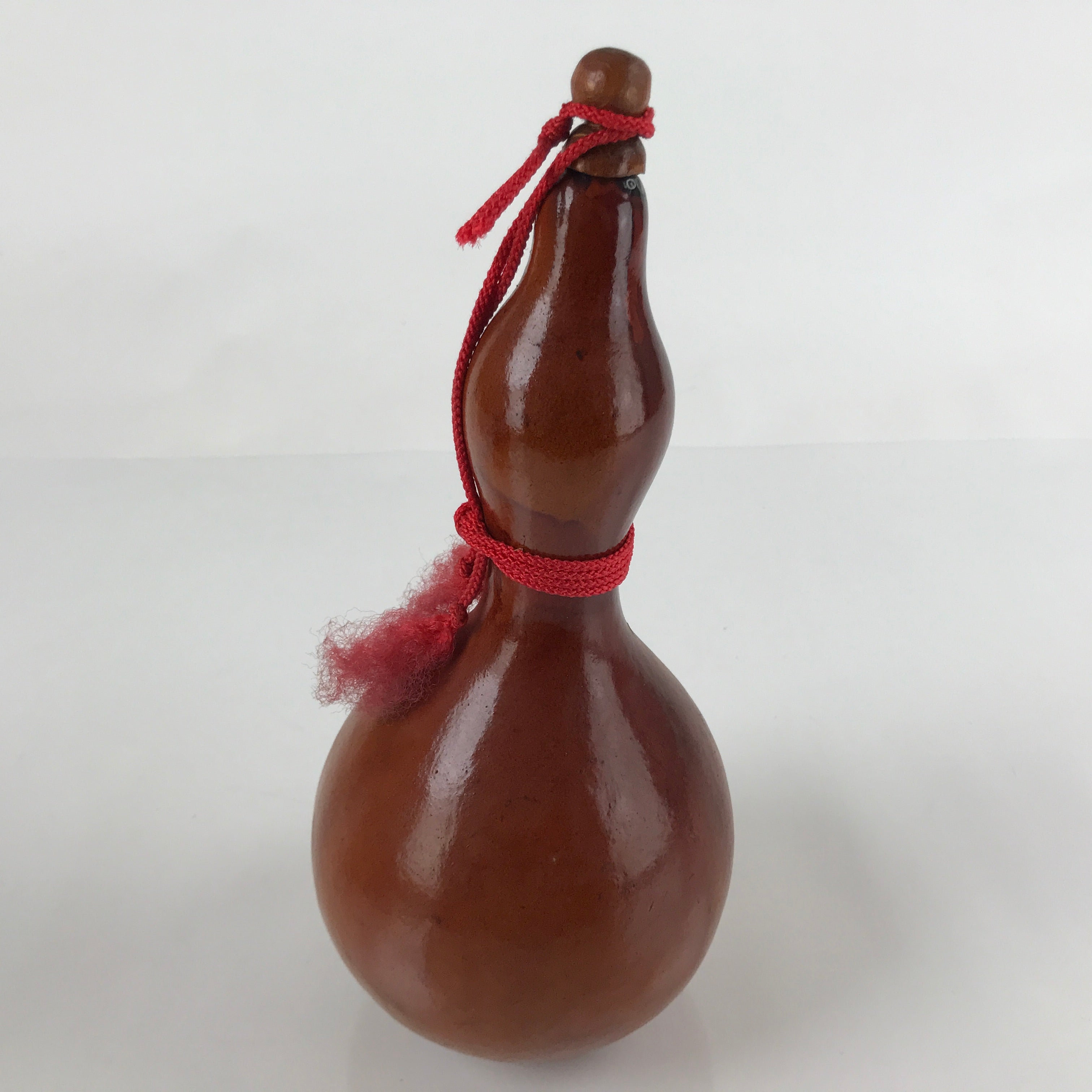 Japanese Lacquered Natural Hyotan Gourd Vtg Sake Bottle Lucky Charm Lidded G260