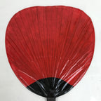 Japanese Lacquered Paper Fan Uchiwa Vtg Bamboo Daruma Red Black Gold U172