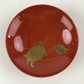 Japanese Lacquered Sake Cup Sakazuki Red Vtg 2 Gold Turtles Guinomi Ochoko G80