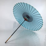 Japanese Lacquered Umbrella Parasol Vtg Wagasa Maigasa Geisha Fabric Blue JK768