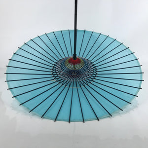 Japanese Lacquered Umbrella Parasol Vtg Wagasa Maigasa Geisha Fabric Blue JK768