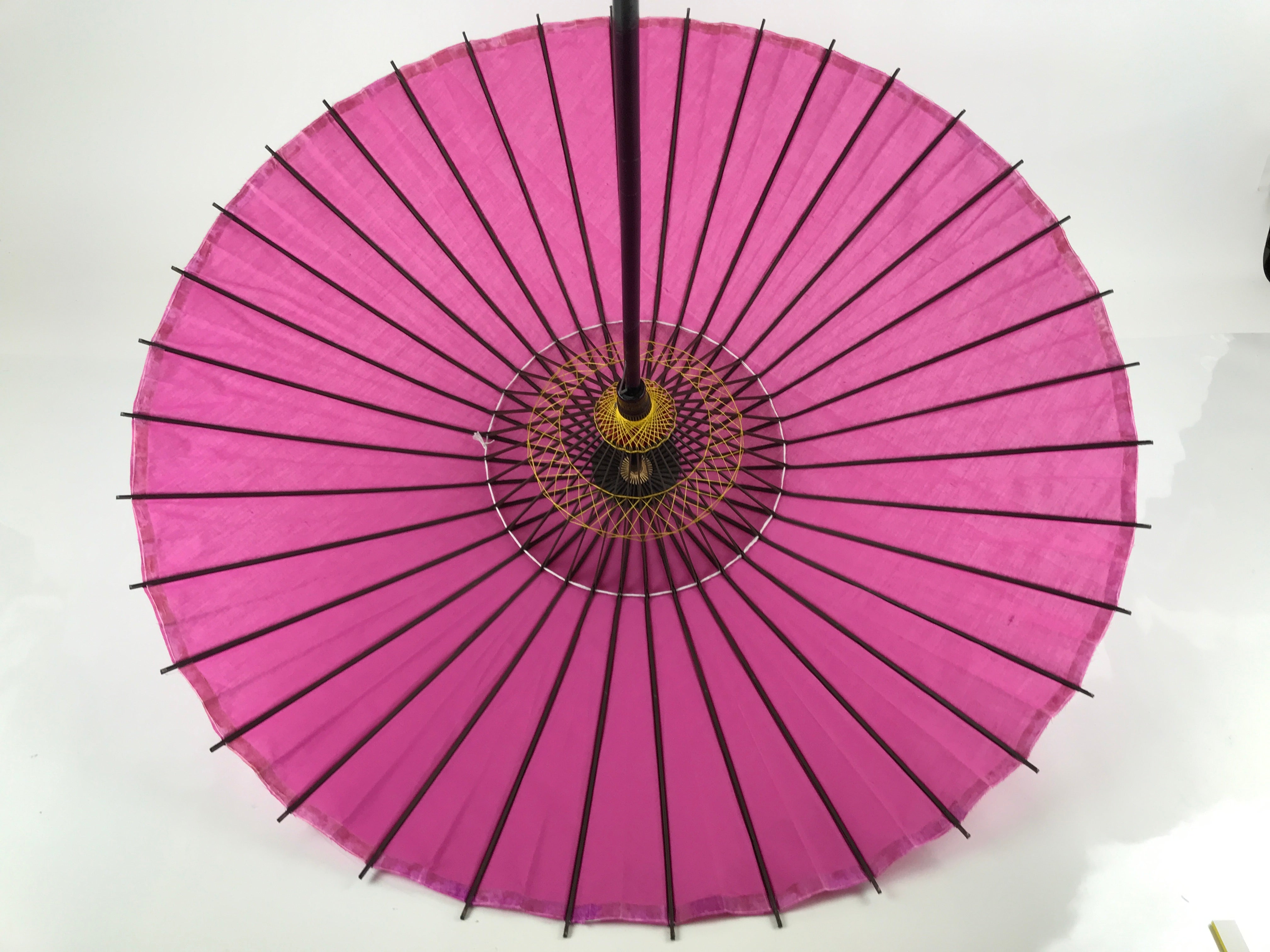 Japanese Lacquered Umbrella Parasol Vtg Wagasa Maigasa Geisha Fabric Pink JK683