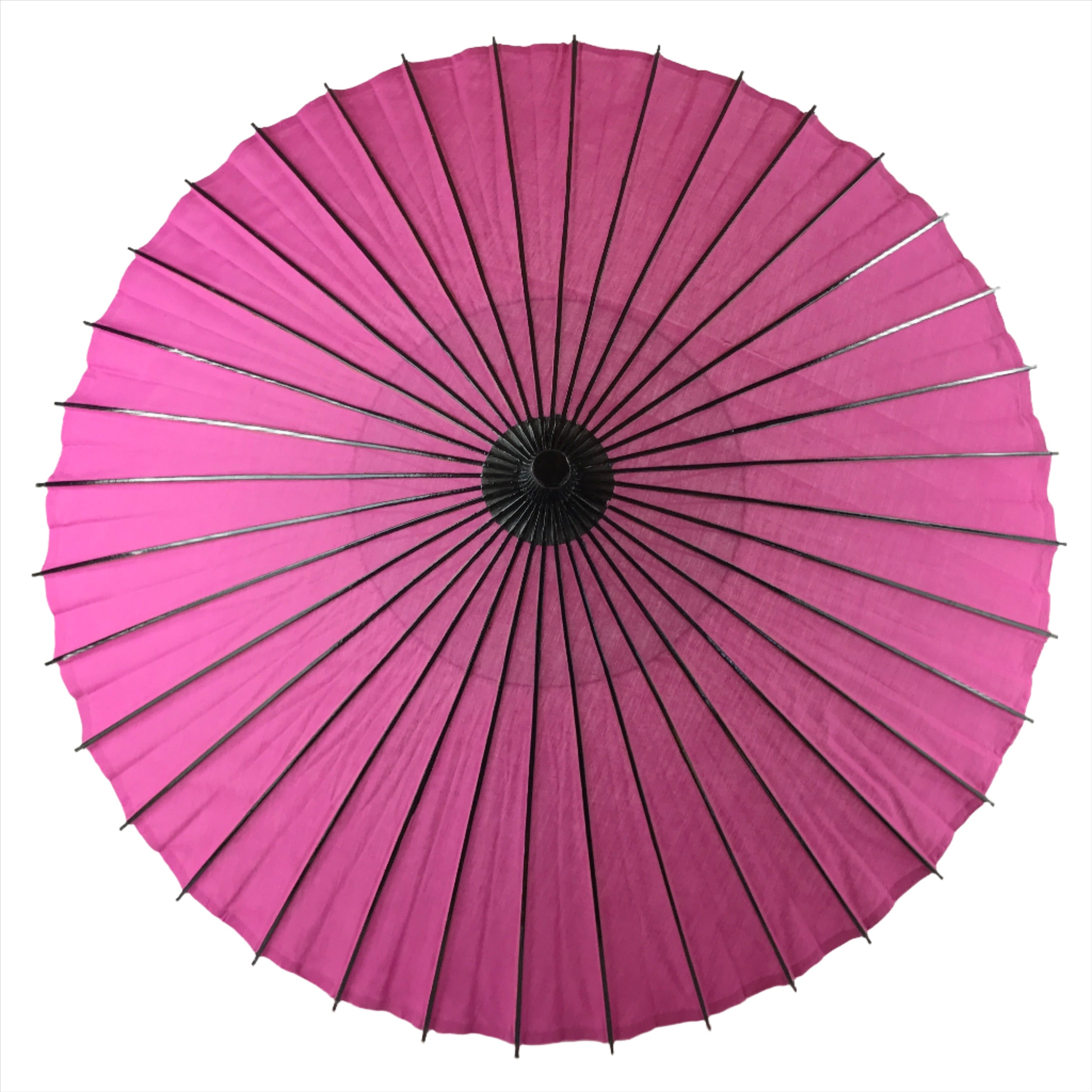 Japanese Lacquered Umbrella Parasol Vtg Wagasa Maigasa Geisha Fabric Pink JK683