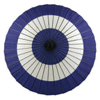 Japanese Lacquered Umbrella Parasol Vtg Wagasa Maigasa Geisha Paper Blue JK764