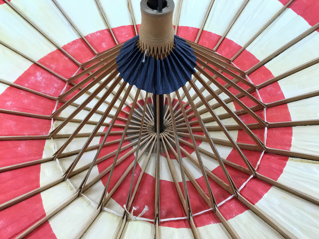 Japanese Lacquered Umbrella Parasol Vtg Wagasa Maigasa Geisha Paper Red JK746
