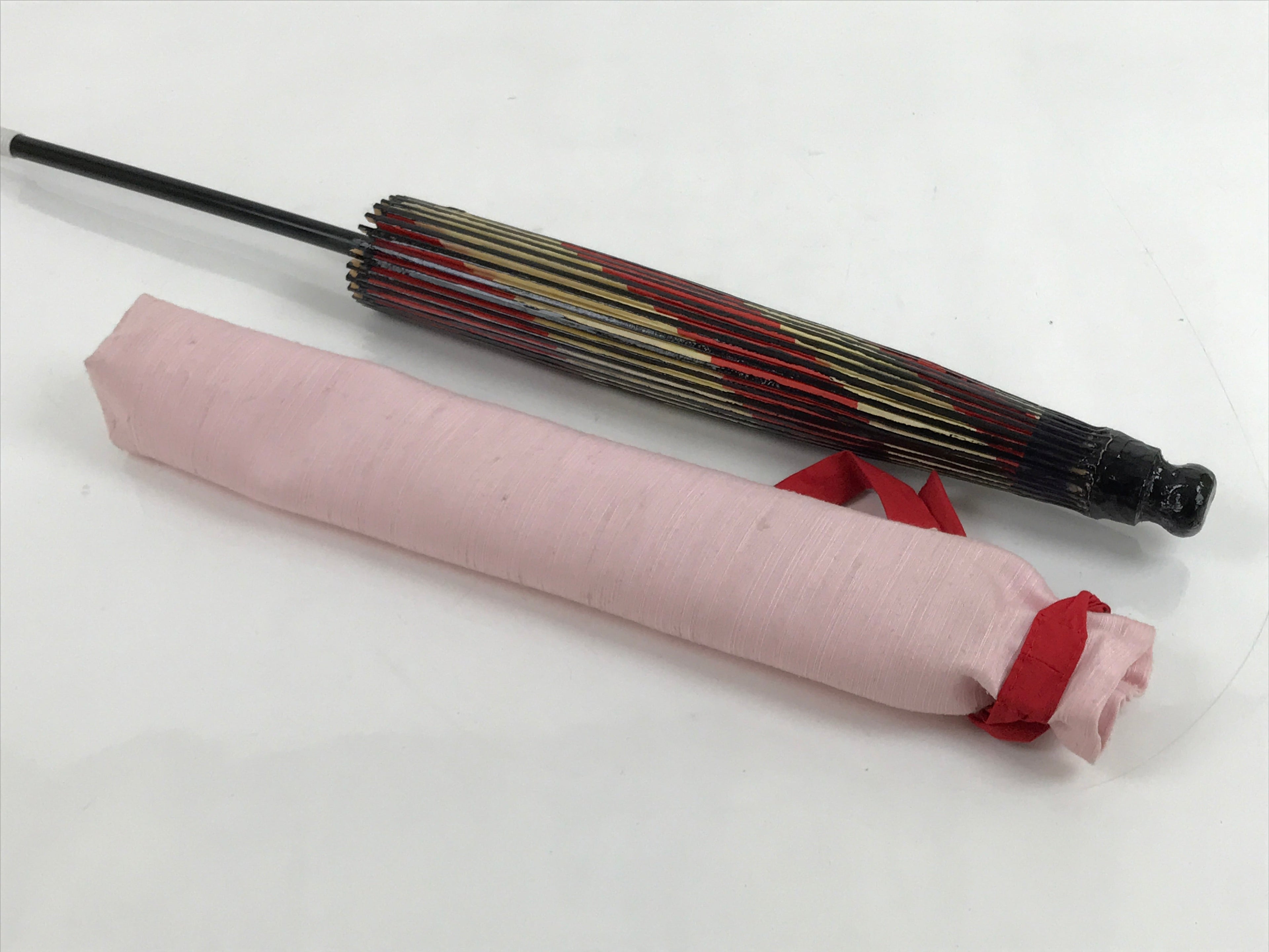 Japanese Lacquered Umbrella Parasol Vtg Wagasa Maigasa Geisha Paper Red JK746