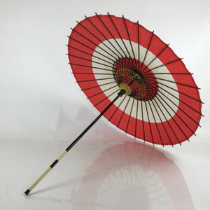 Japanese Lacquered Umbrella Parasol Vtg Wagasa Maigasa Geisha Paper Red JK779