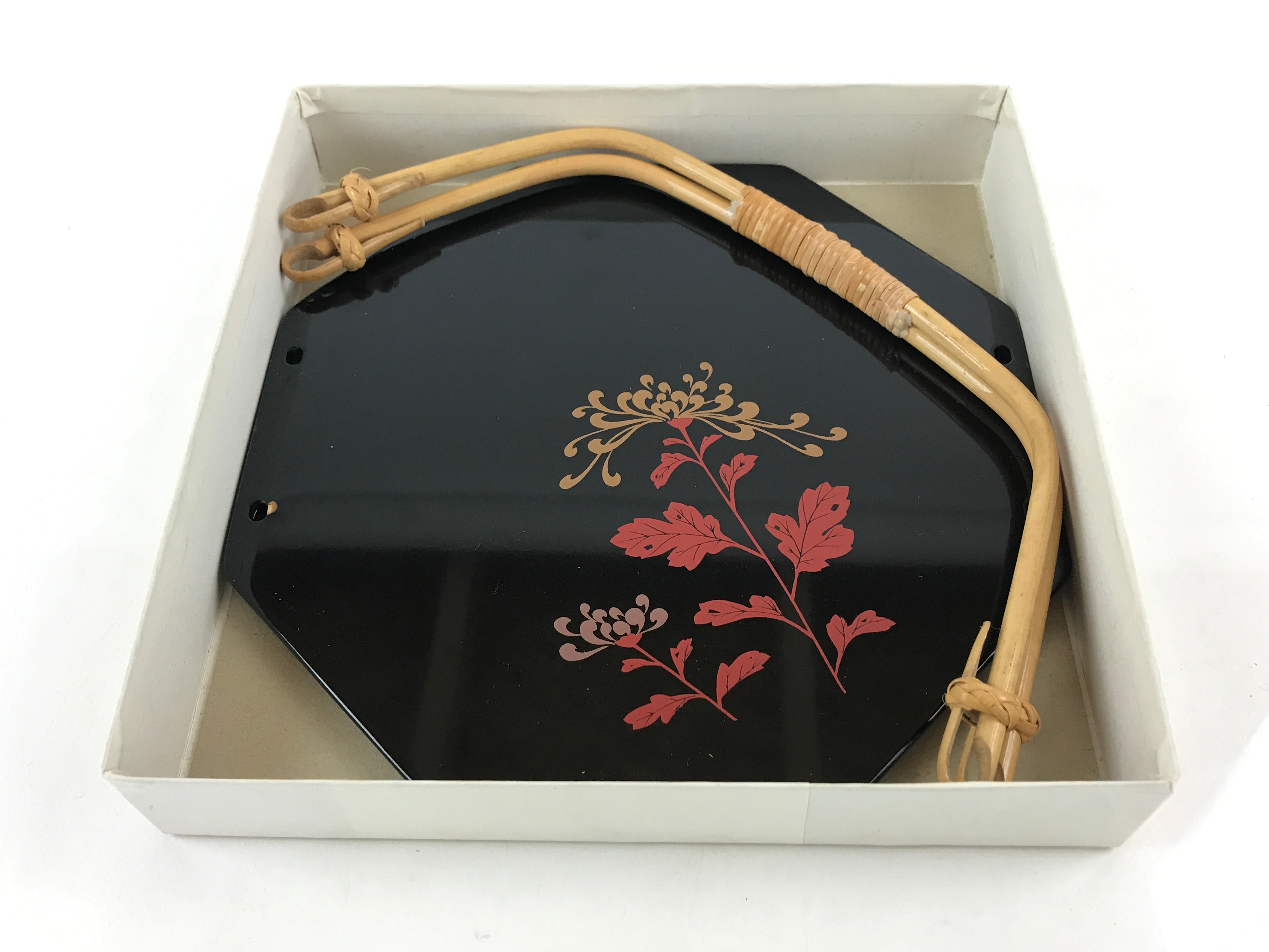Japanese Lacquered Wajima-Nuri Kaiseki-Bon Tray Kashiki Makie Chrysanthemum PX68