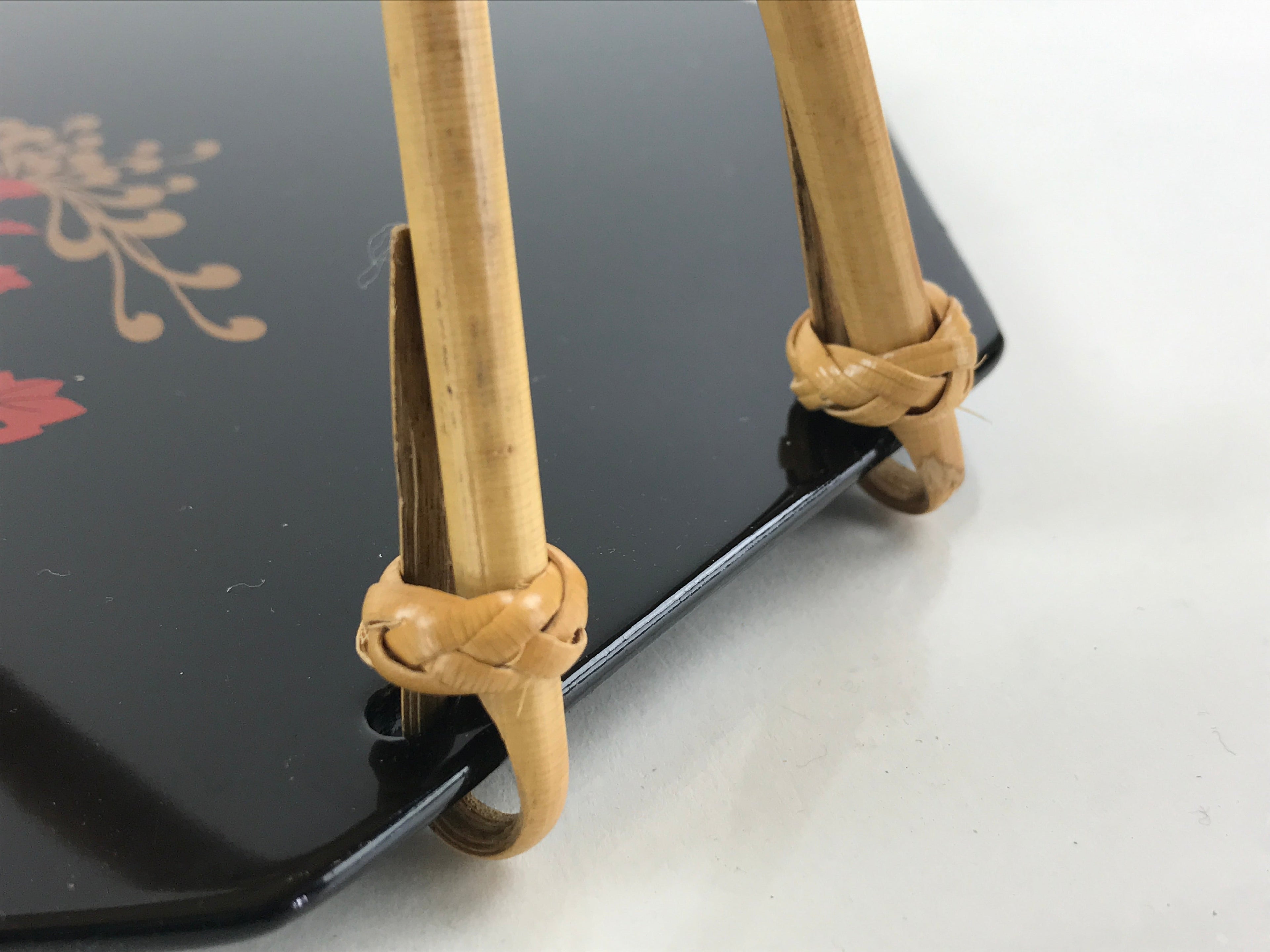 Japanese Lacquered Wajima-Nuri Kaiseki-Bon Tray Kashiki Makie Chrysanthemum PX68