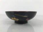 Japanese Lacquered Wood Bowl Nimonowan Vtg Makie Pine Needle Plum Blossom LB168