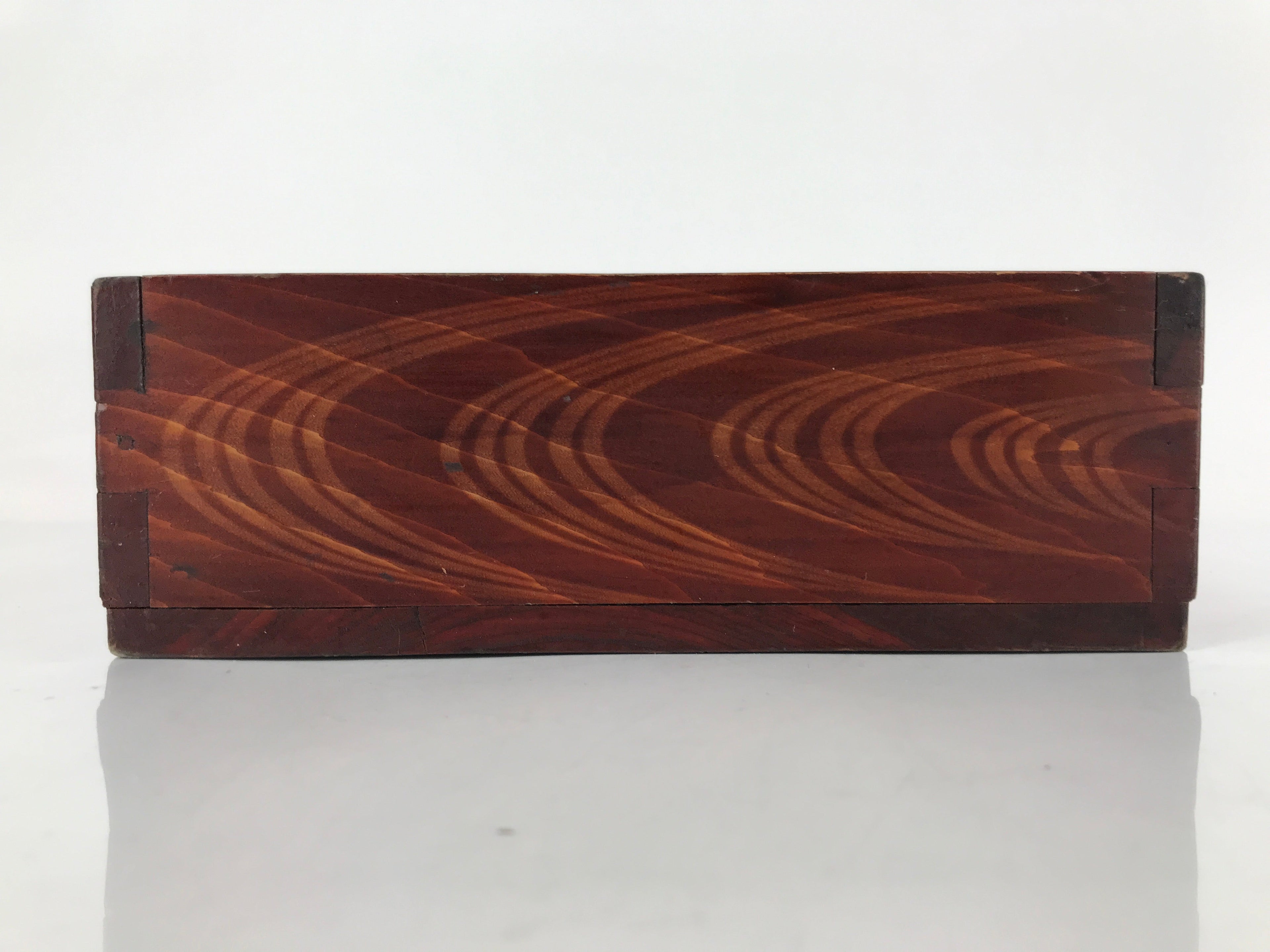 Japanese Lacquered Wood Box Vtg Square Bento Box Dark Brown L256