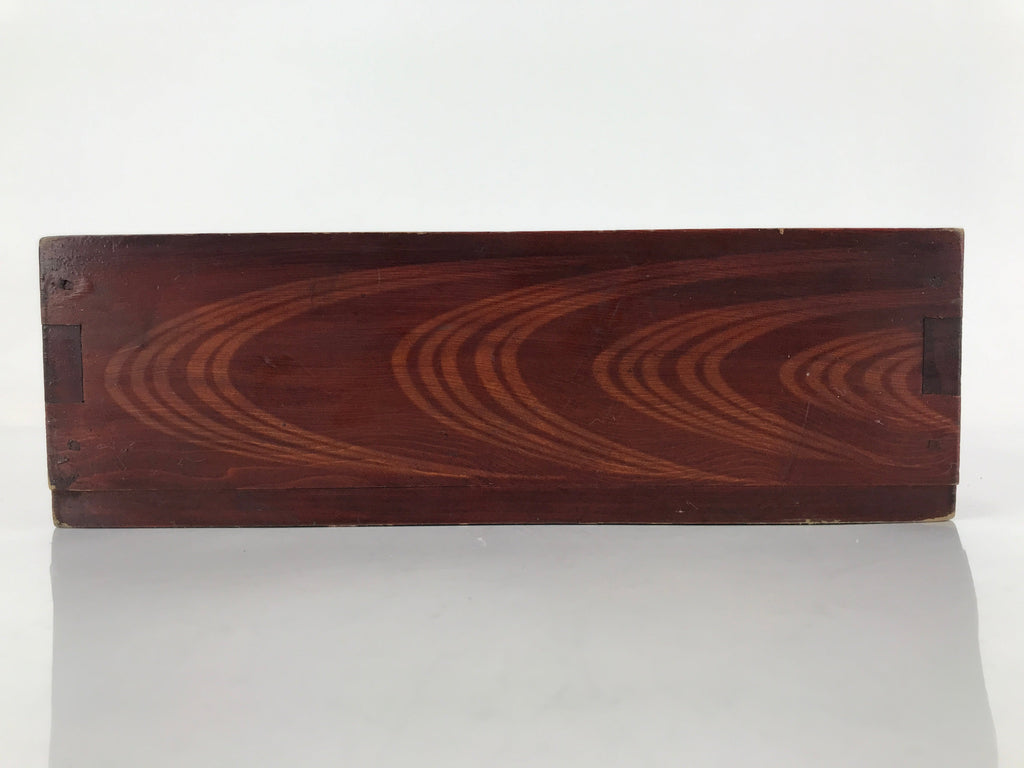 Japanese Lacquered Wood Box Vtg Square Bento Box Dark Brown L256