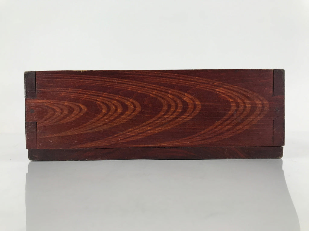 Japanese Lacquered Wood Box Vtg Square Bento Box Dark Brown L256