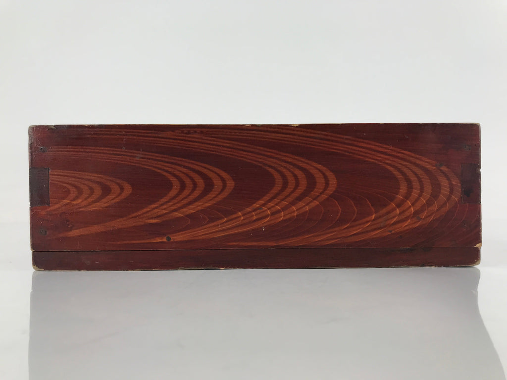 Japanese Lacquered Wood Box Vtg Square Bento Box Dark Brown L256