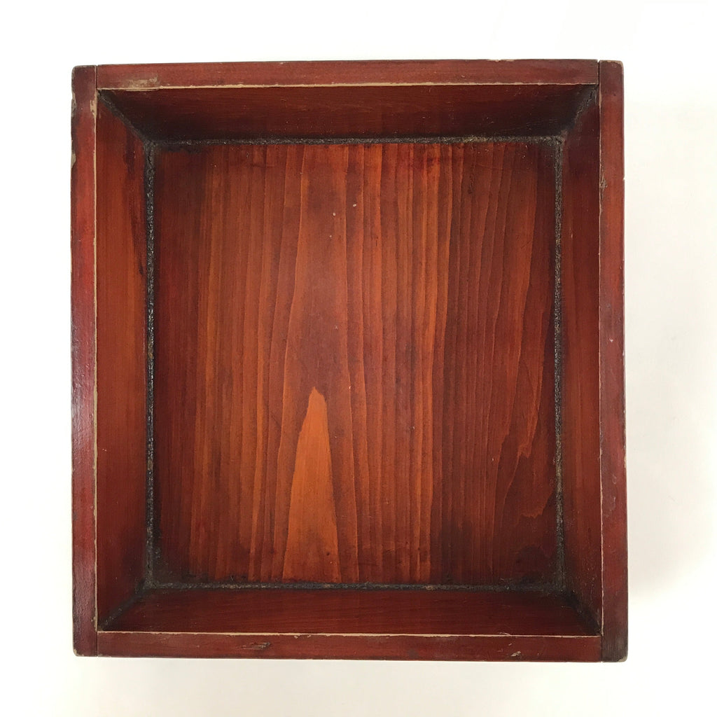 Japanese Lacquered Wood Box Vtg Square Bento Box Dark Brown L256
