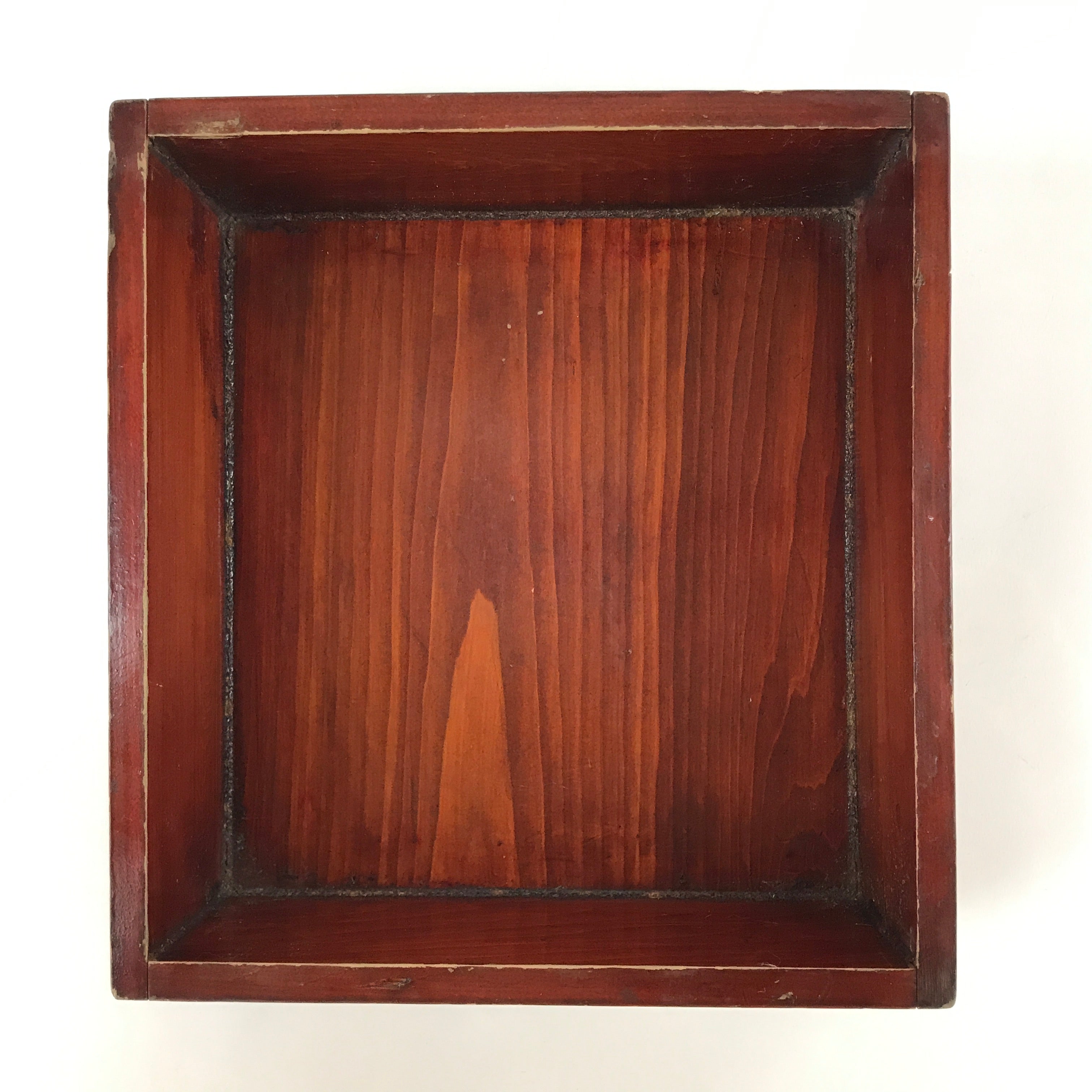 Japanese Lacquered Wood Box Vtg Square Bento Box Dark Brown L256