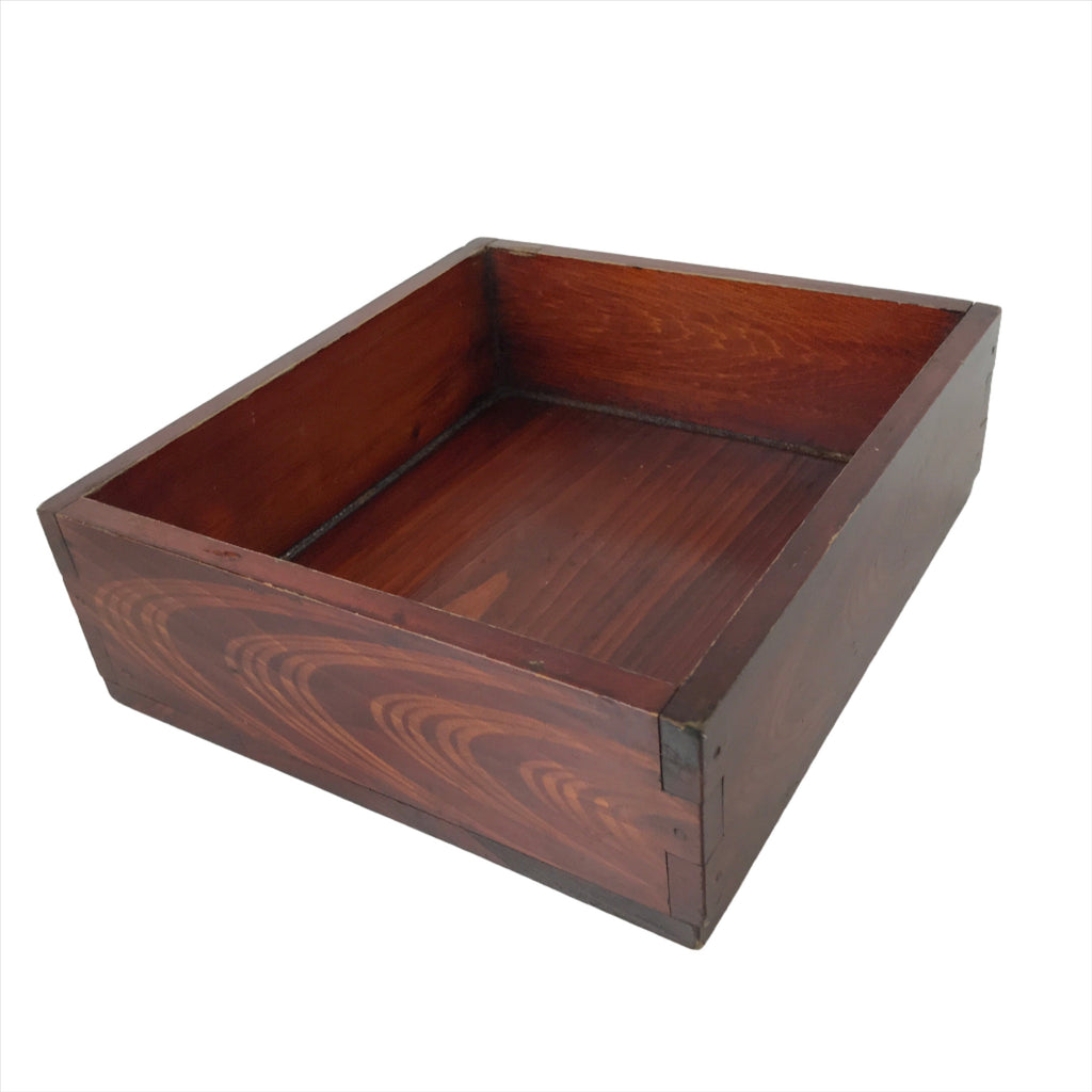 Japanese Lacquered Wood Box Vtg Square Bento Box Dark Brown L256