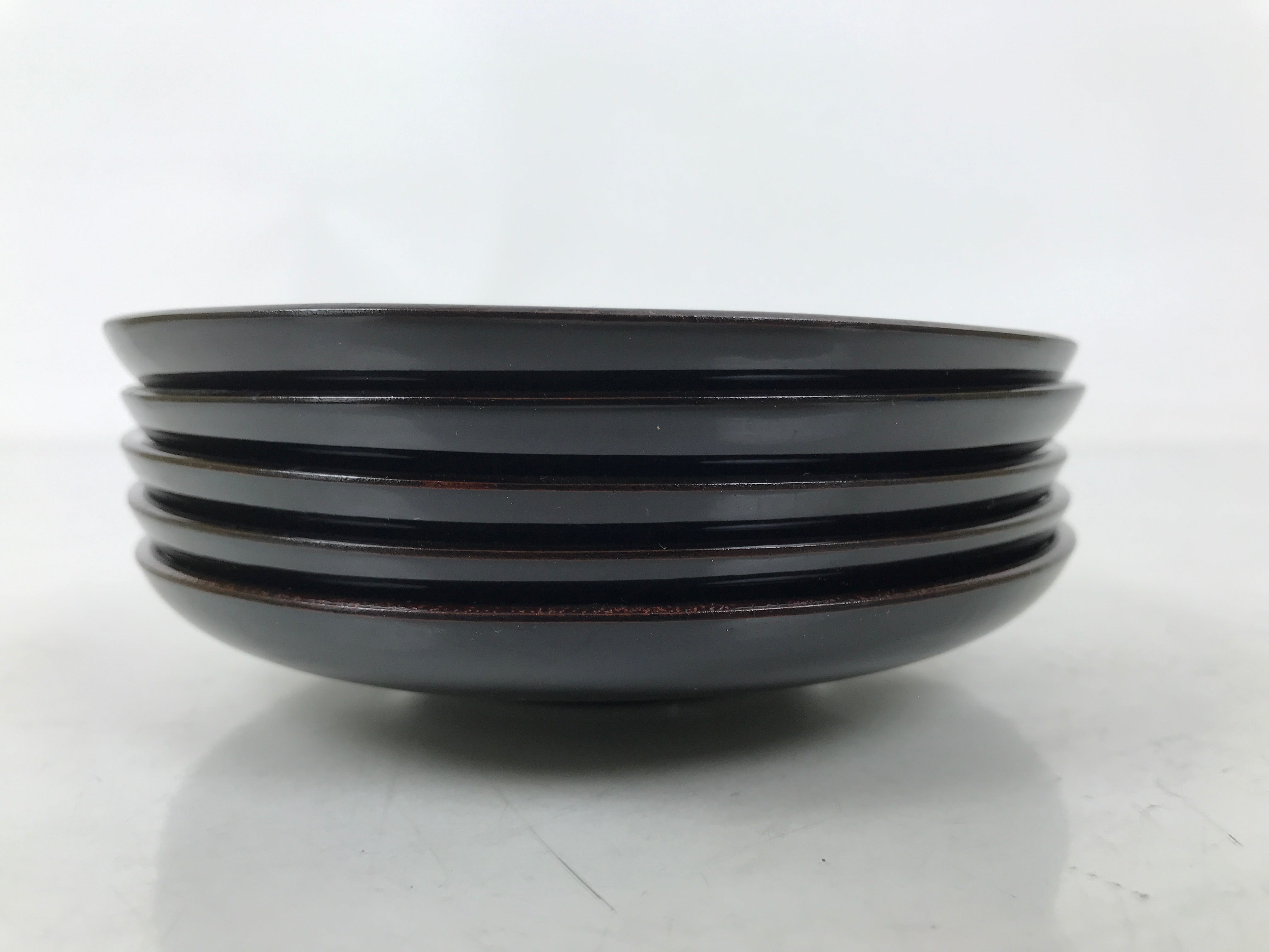 Japanese Lacquered Wood Drink Saucer Chataku Coaster 5pc Black Butterfly L536