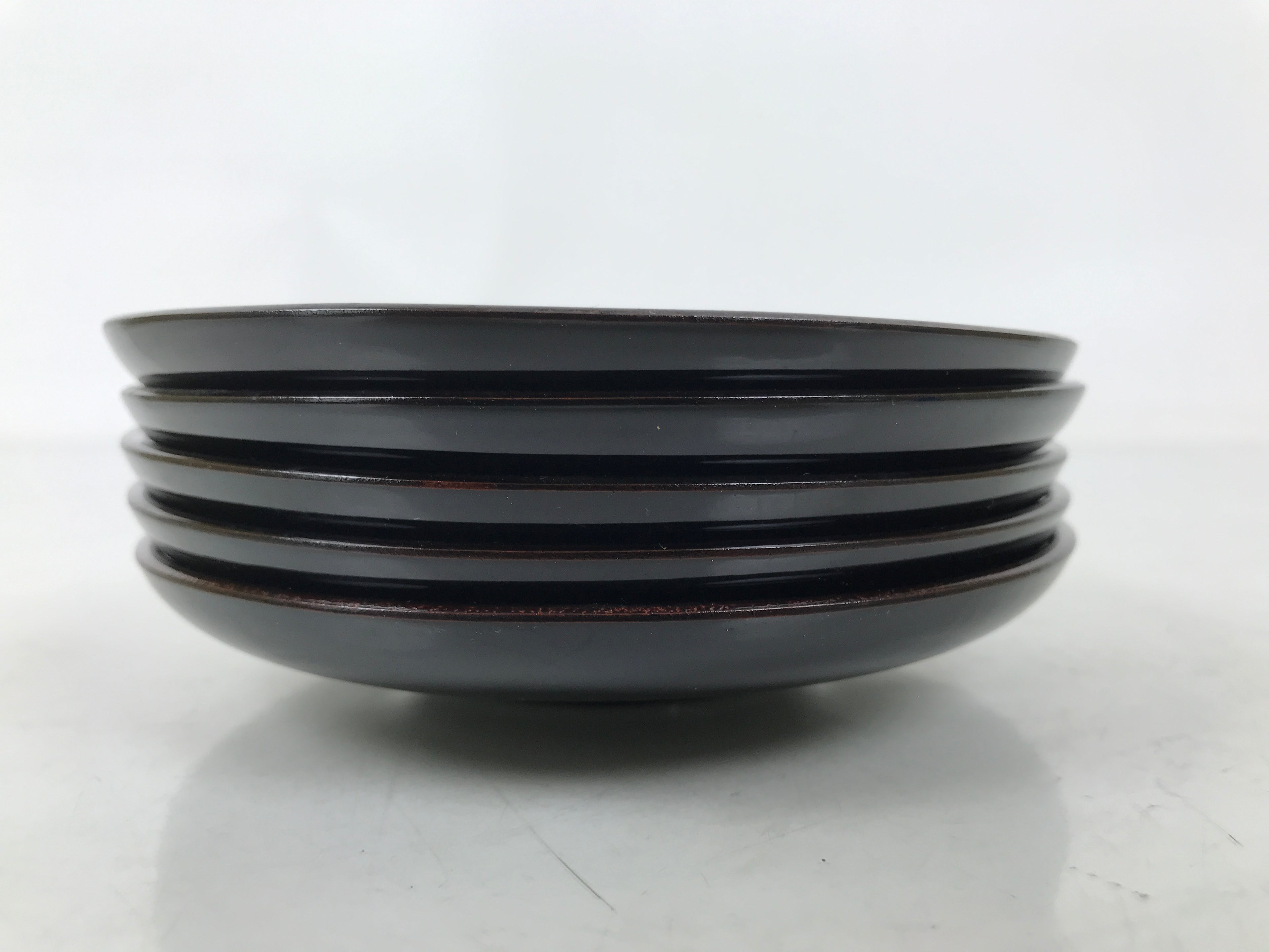 Japanese Lacquered Wood Drink Saucer Chataku Coaster 5pc Black Butterfly L536