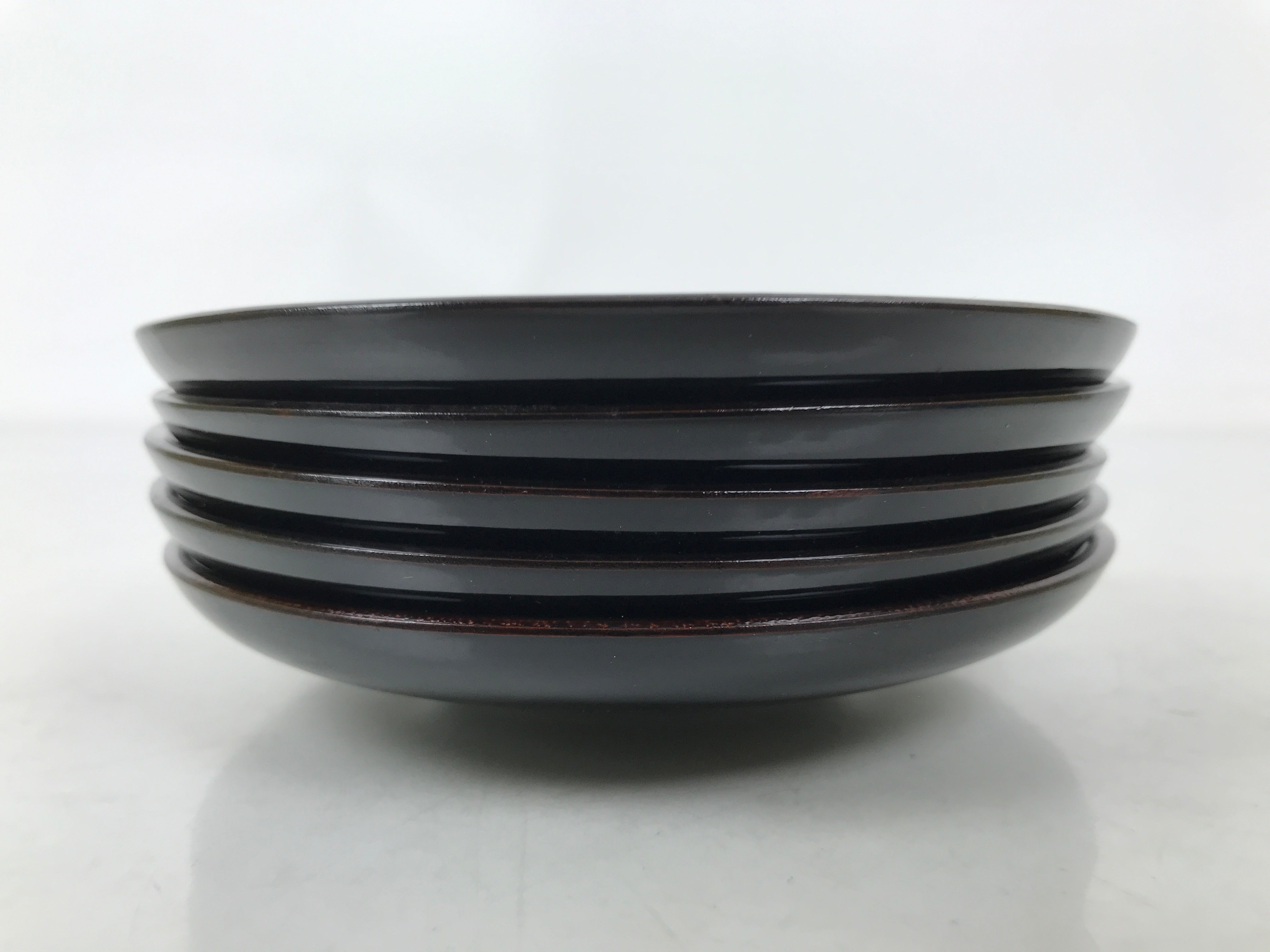 Japanese Lacquered Wood Drink Saucer Chataku Coaster 5pc Black Butterfly L536