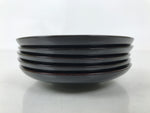 Japanese Lacquered Wood Drink Saucer Chataku Coaster 5pc Black Butterfly L536
