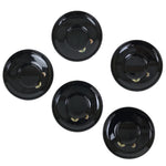 Japanese Lacquered Wood Drink Saucer Chataku Coaster 5pc Black Butterfly L536
