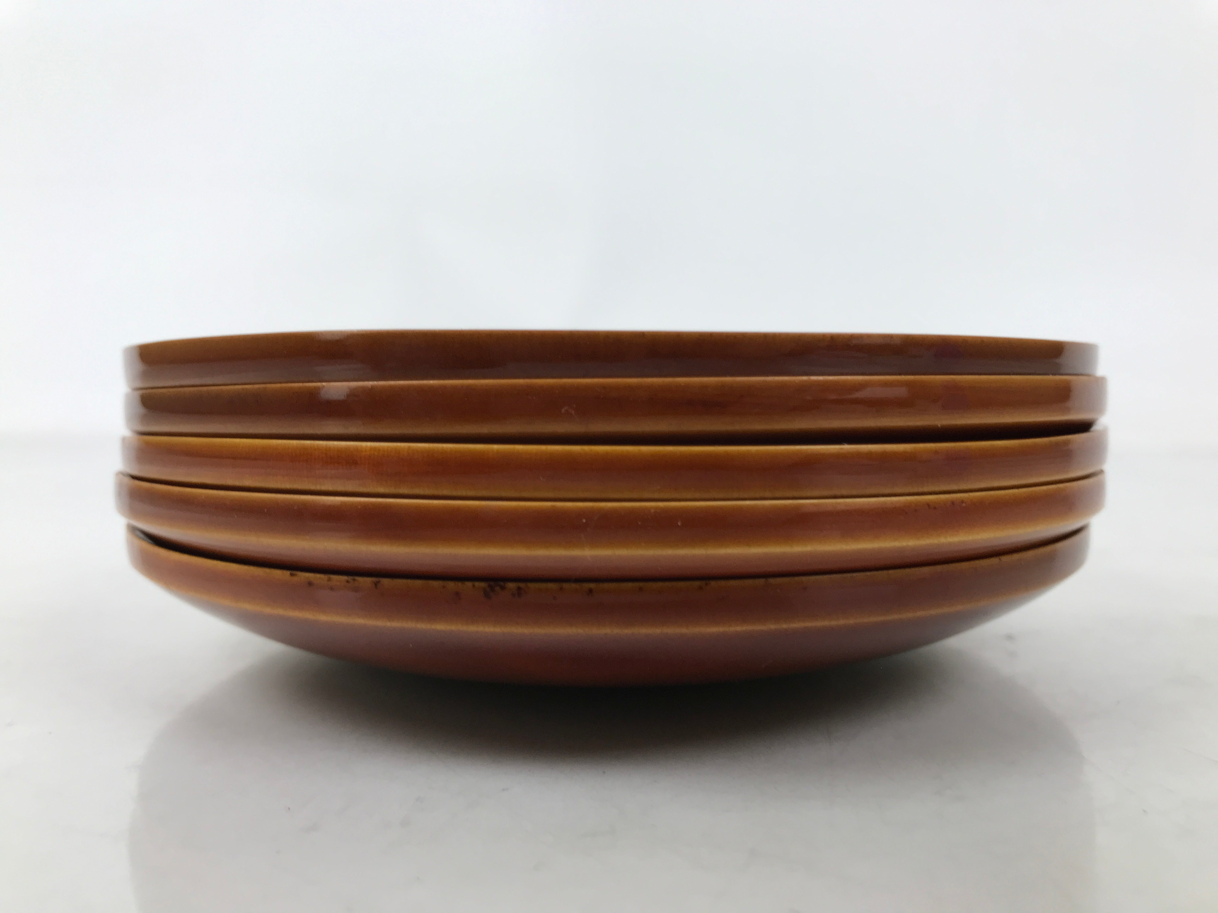 Japanese Lacquered Wood Drink Saucer Vtg Chataku Coaster 5pc Shunkei Nuri L535