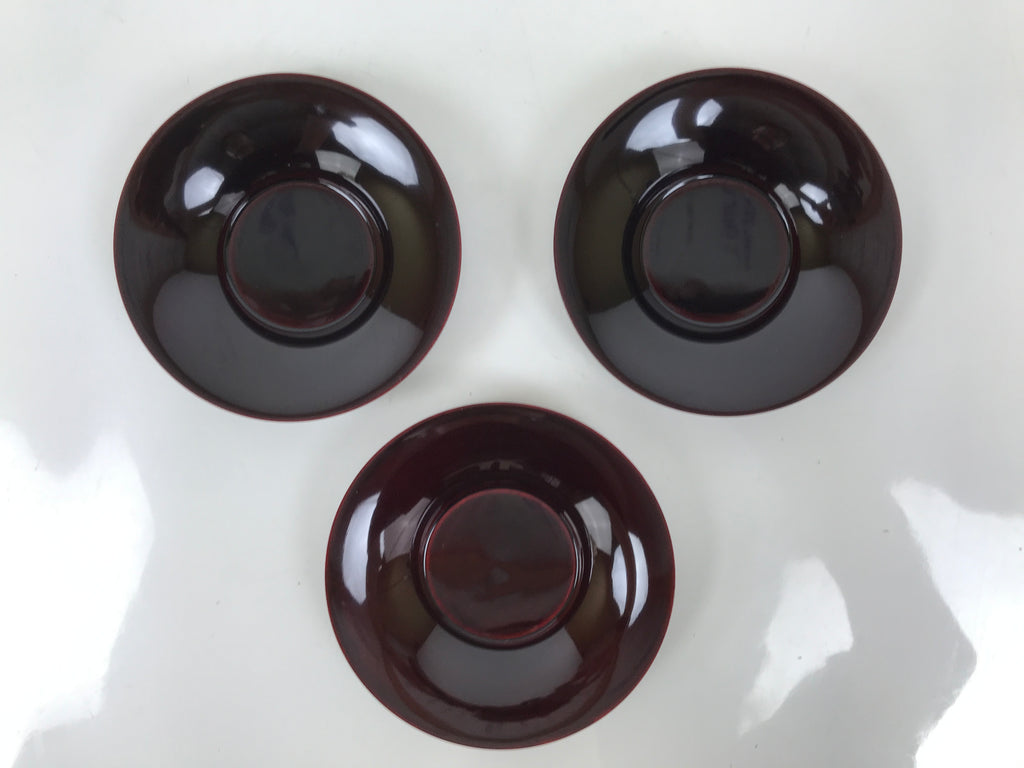 Japanese Lacquered Wood Drink Saucer Vtg Chataku Coaster 6pc Shunkei Nuri L537