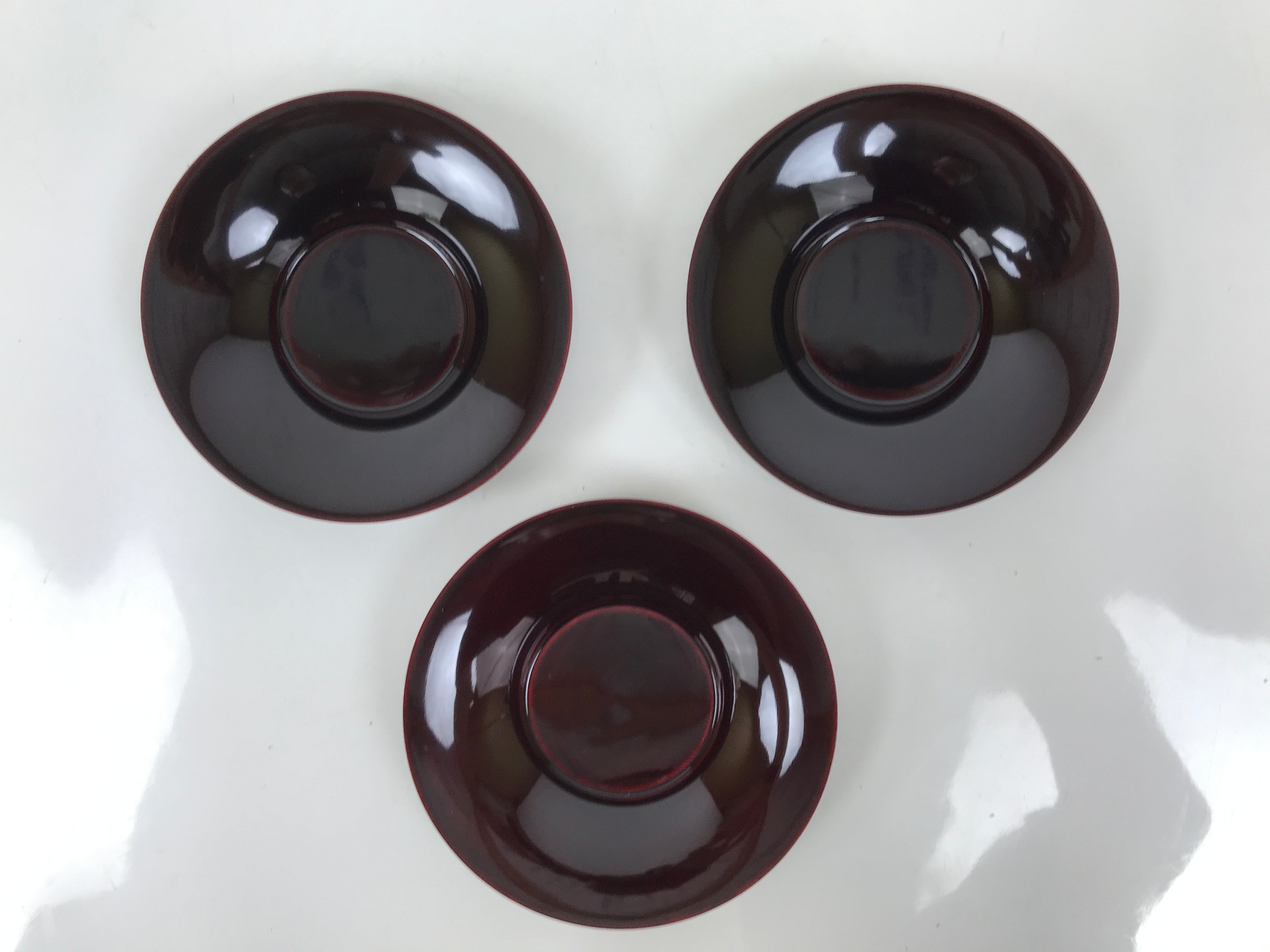 Japanese Lacquered Wood Drink Saucer Vtg Chataku Coaster 6pc Shunkei Nuri L537