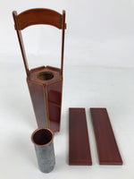 Japanese Lacquered Wood Flower Vase Vtg Kabin Ikebana Arrangement Shunkei FK185