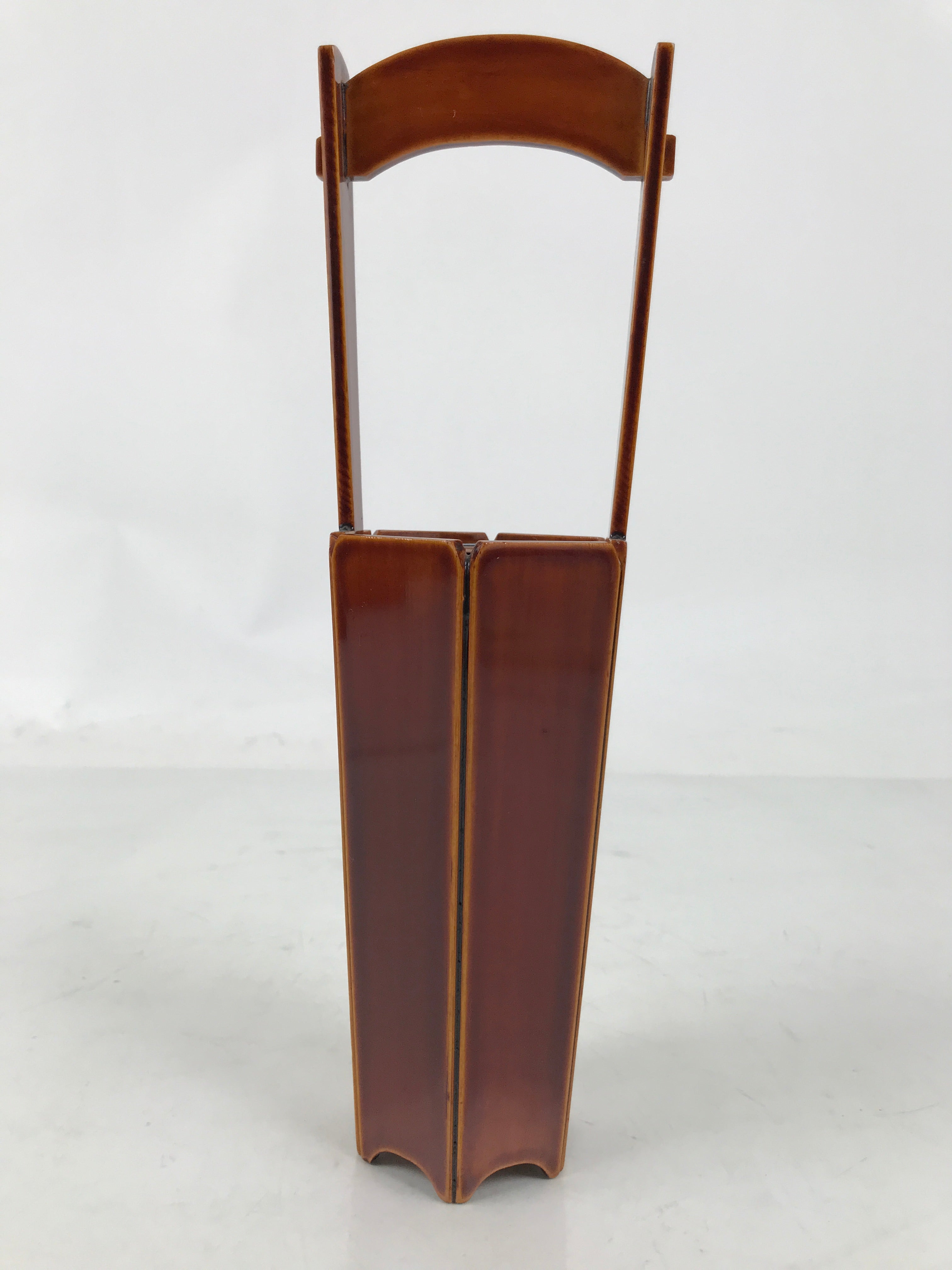 Japanese Lacquered Wood Flower Vase Vtg Kabin Ikebana Arrangement Shunkei FK185