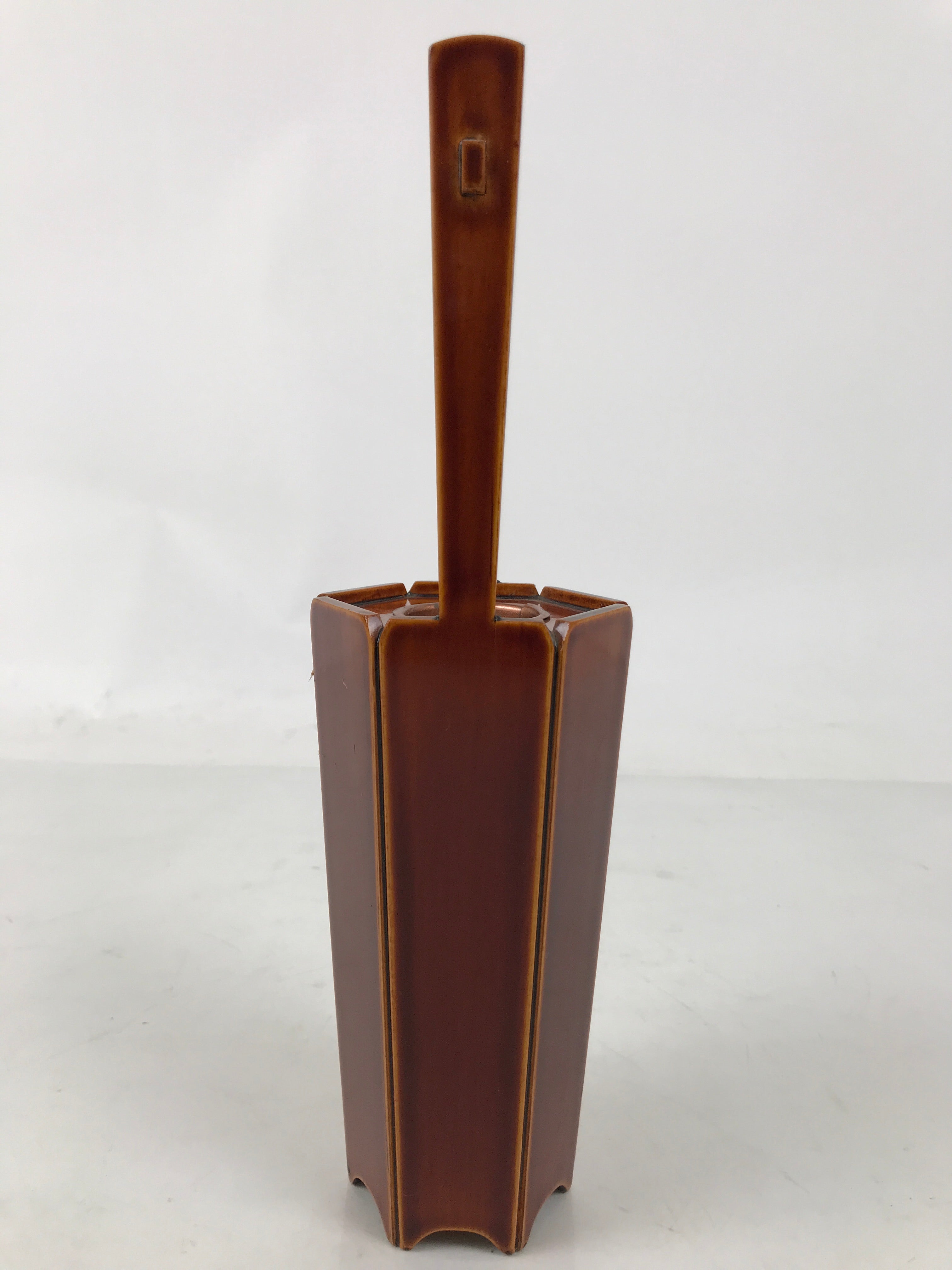 Japanese Lacquered Wood Flower Vase Vtg Kabin Ikebana Arrangement Shunkei FK185