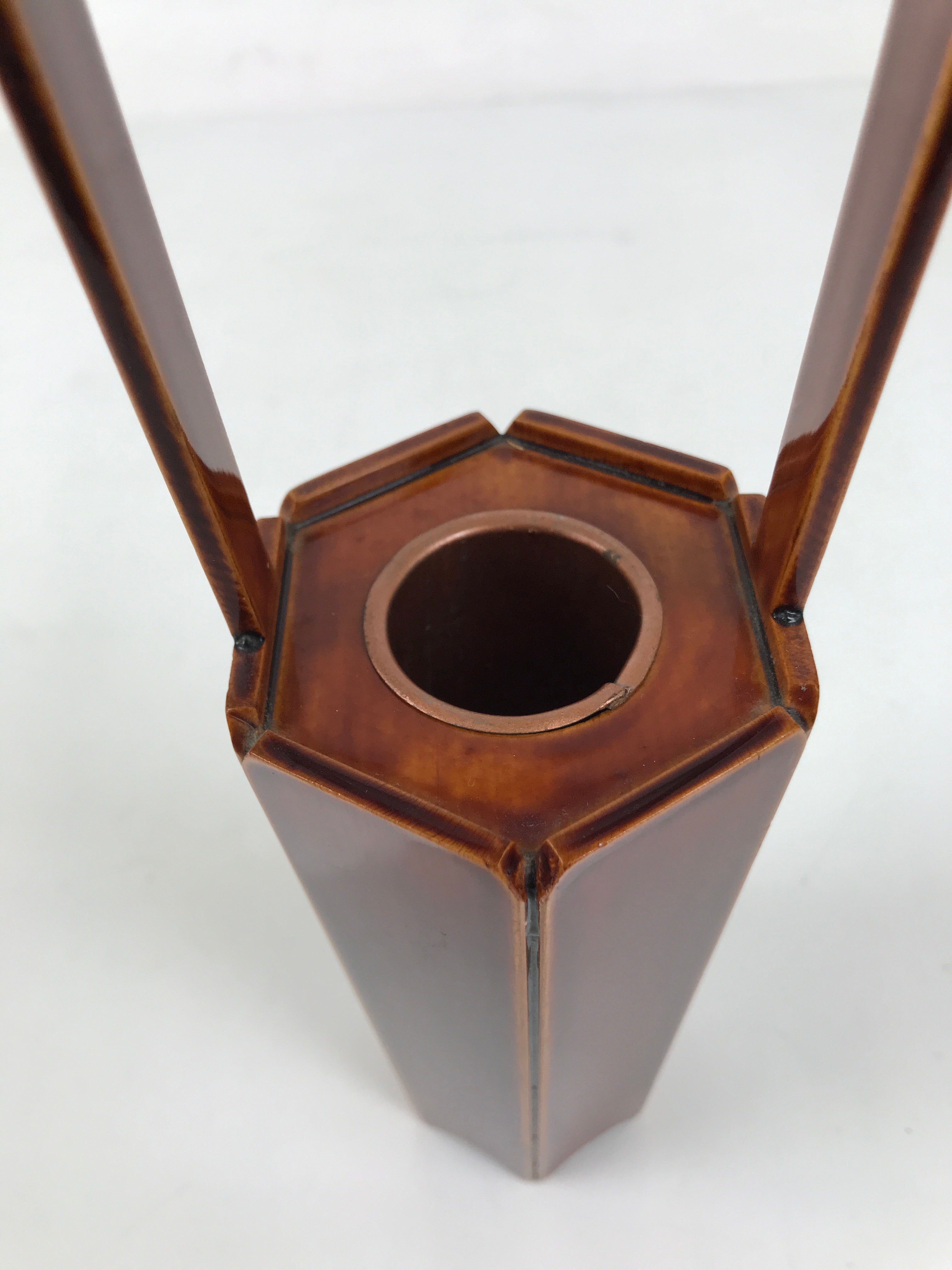 Japanese Lacquered Wood Flower Vase Vtg Kabin Ikebana Arrangement Shunkei FK185