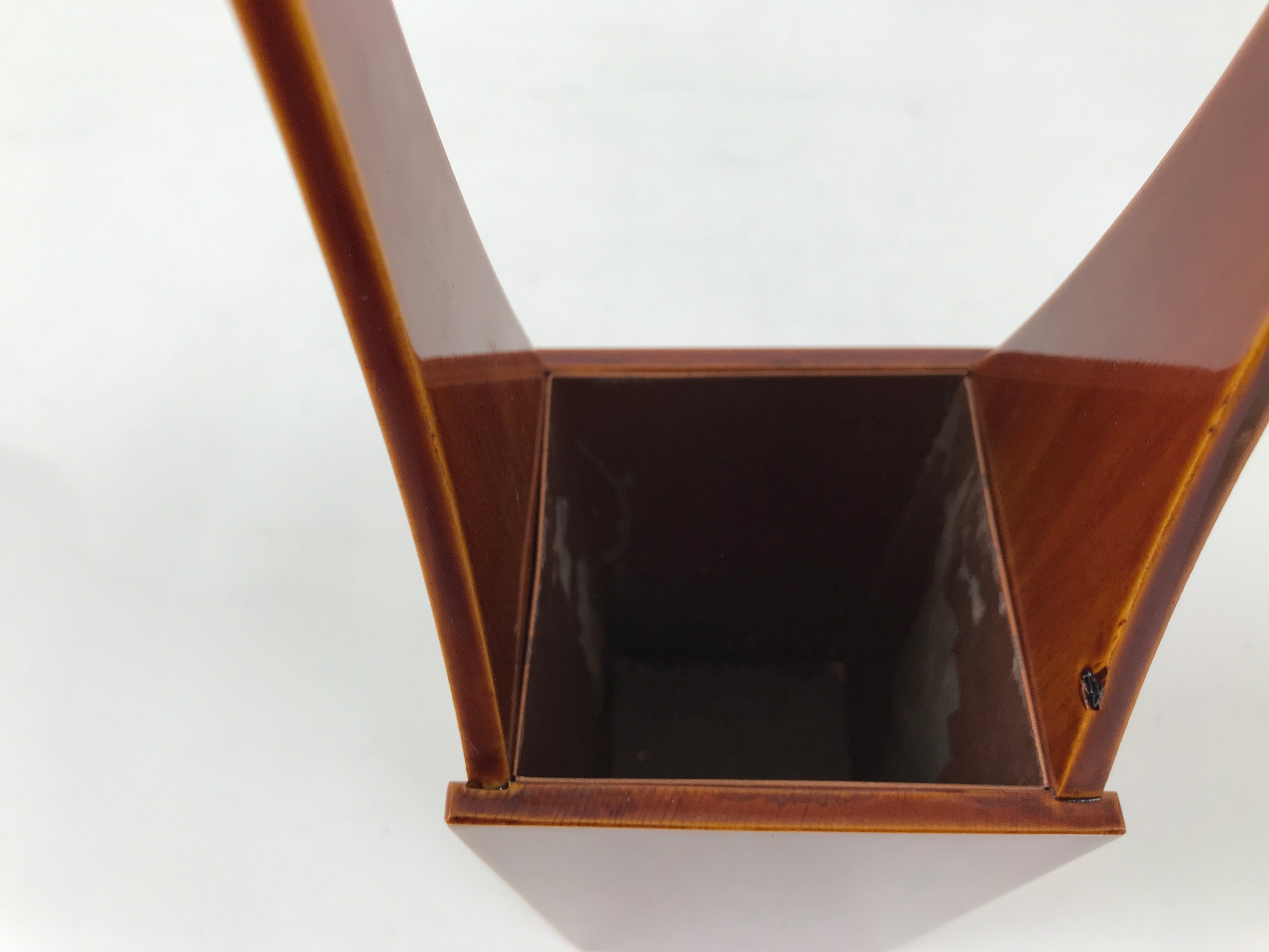 Japanese Lacquered Wood Flower Vase Vtg Kabin Ikebana Arrangement Shunkei FK187