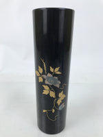 Japanese Lacquered Wood Flower Vase Vtg Kabin Makie Ikebana Arrangement FK198