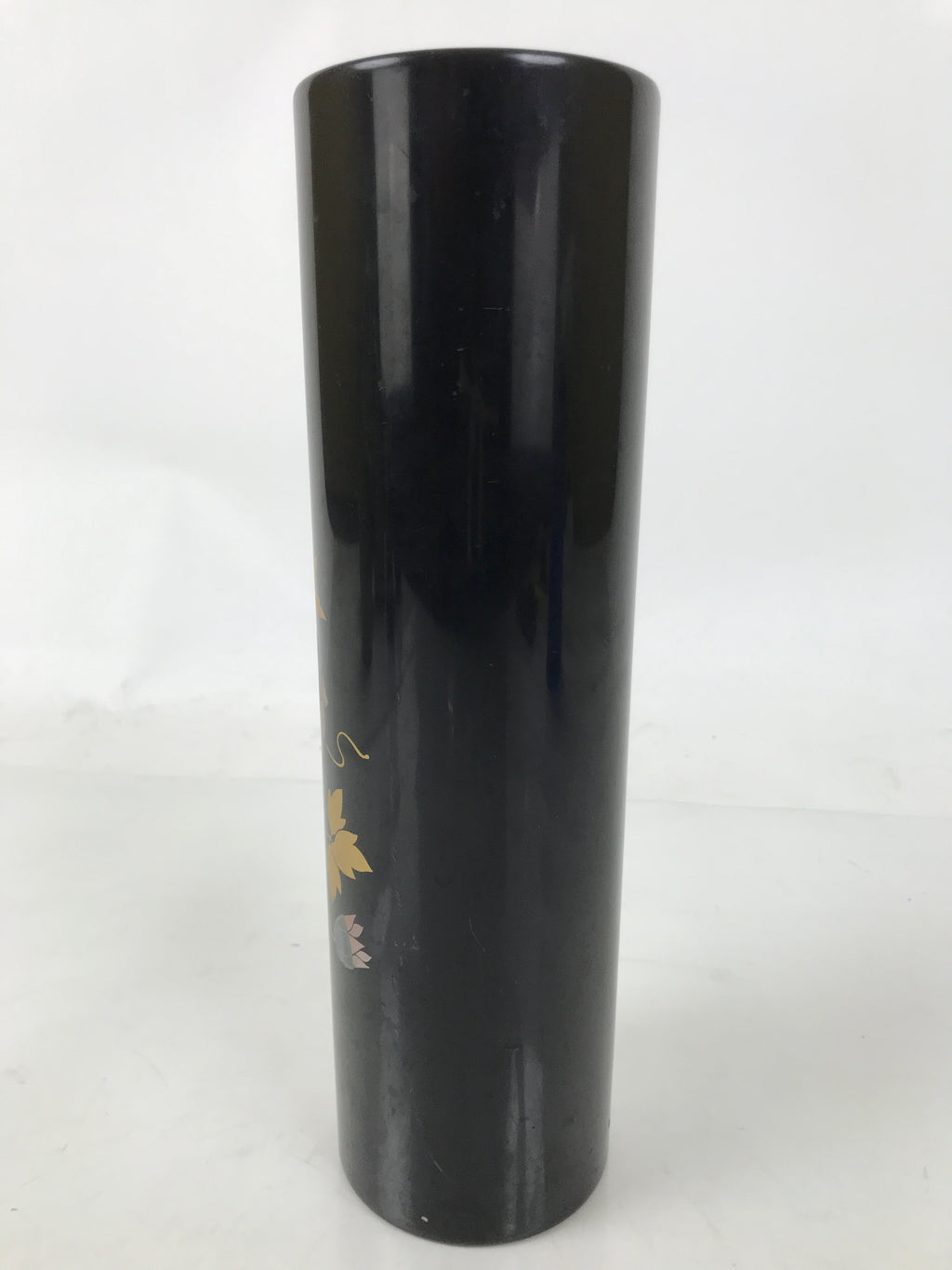 Japanese Lacquered Wood Flower Vase Vtg Kabin Makie Ikebana Arrangement FK198