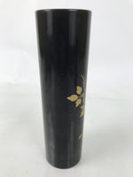 Japanese Lacquered Wood Flower Vase Vtg Kabin Makie Ikebana Arrangement FK198