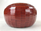Japanese Lacquered Wood Kamakurabori Ohitsu Rice Container Vtg Paddle Red LWB84