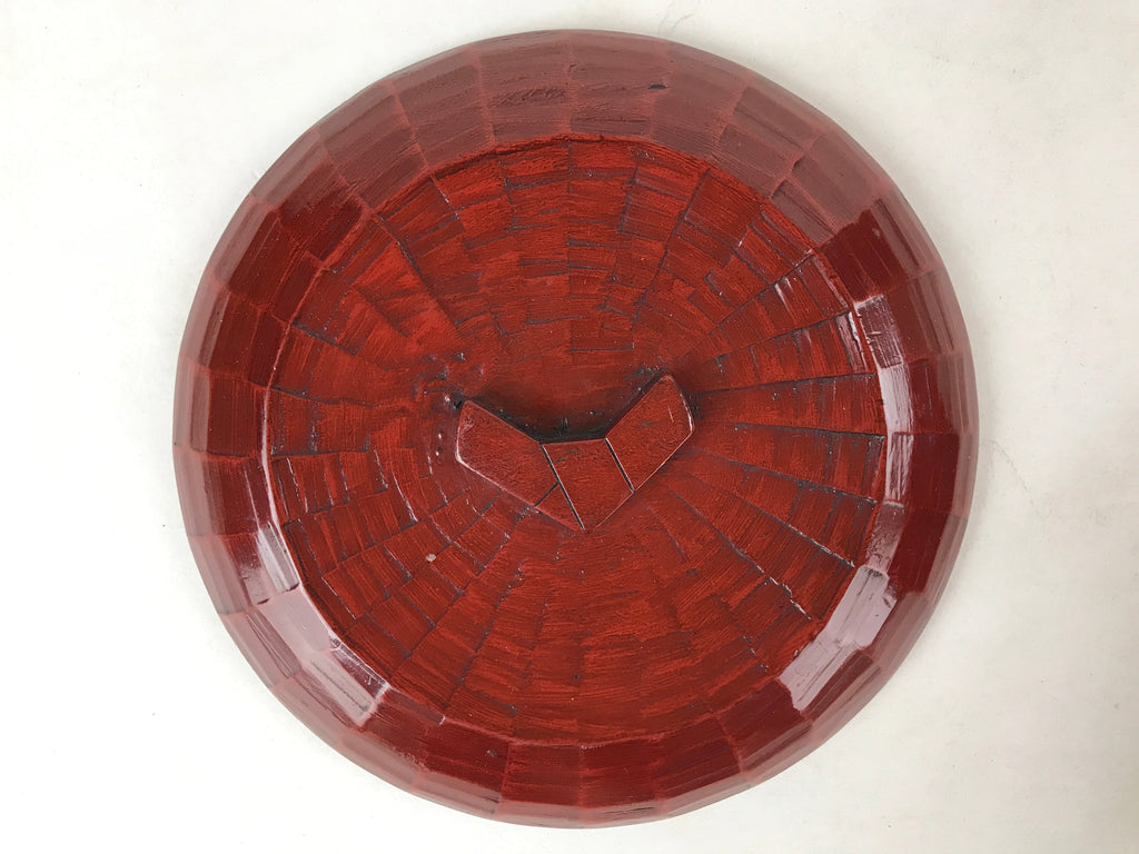 Japanese Lacquered Wood Kamakurabori Ohitsu Rice Container Vtg Paddle Red LWB84