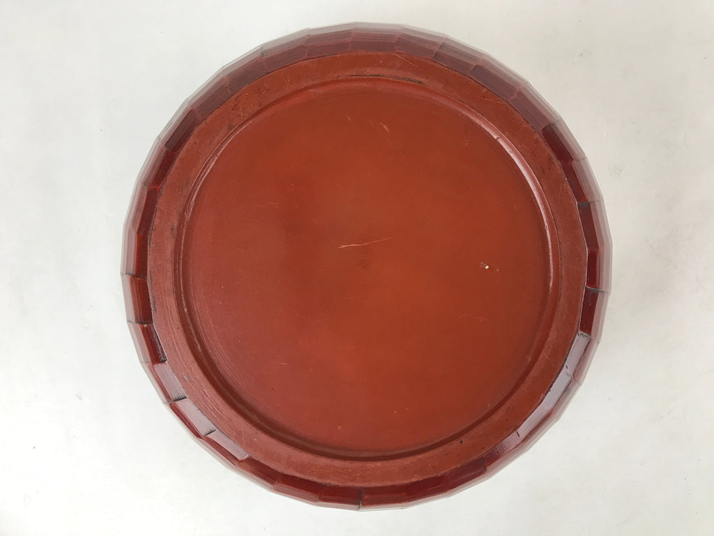 Japanese Lacquered Wood Kamakurabori Ohitsu Rice Container Vtg Paddle Red LWB84