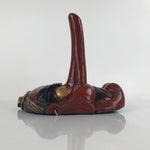 Japanese Lacquered Wood Large Tengu Noh Mask Vtg Yokai Kami Display Red OM54