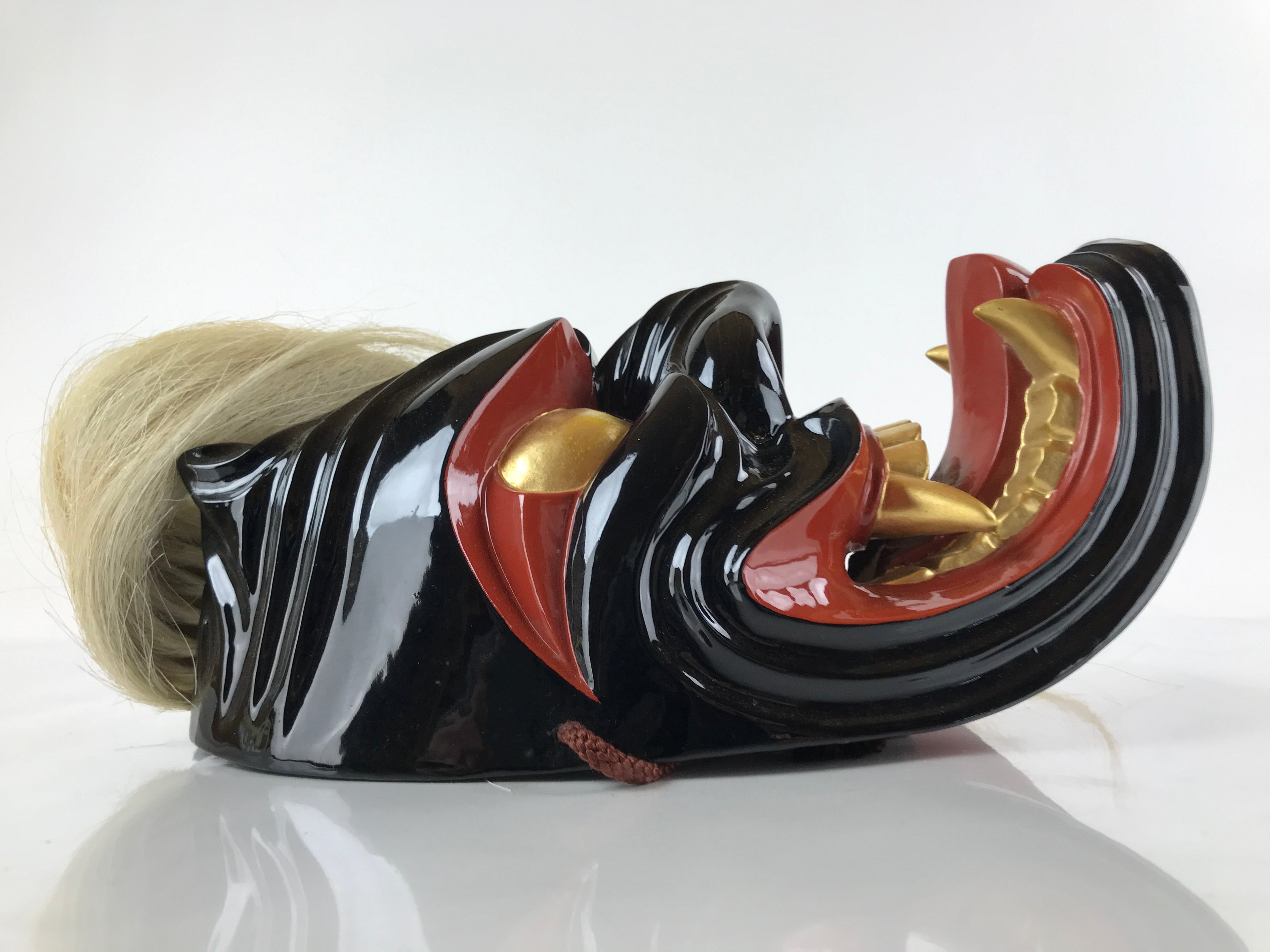 Japanese Lacquered Wood Noh Oni Mask Kagura Buryu Vtg Ichiryu Kajiwara Box OM39