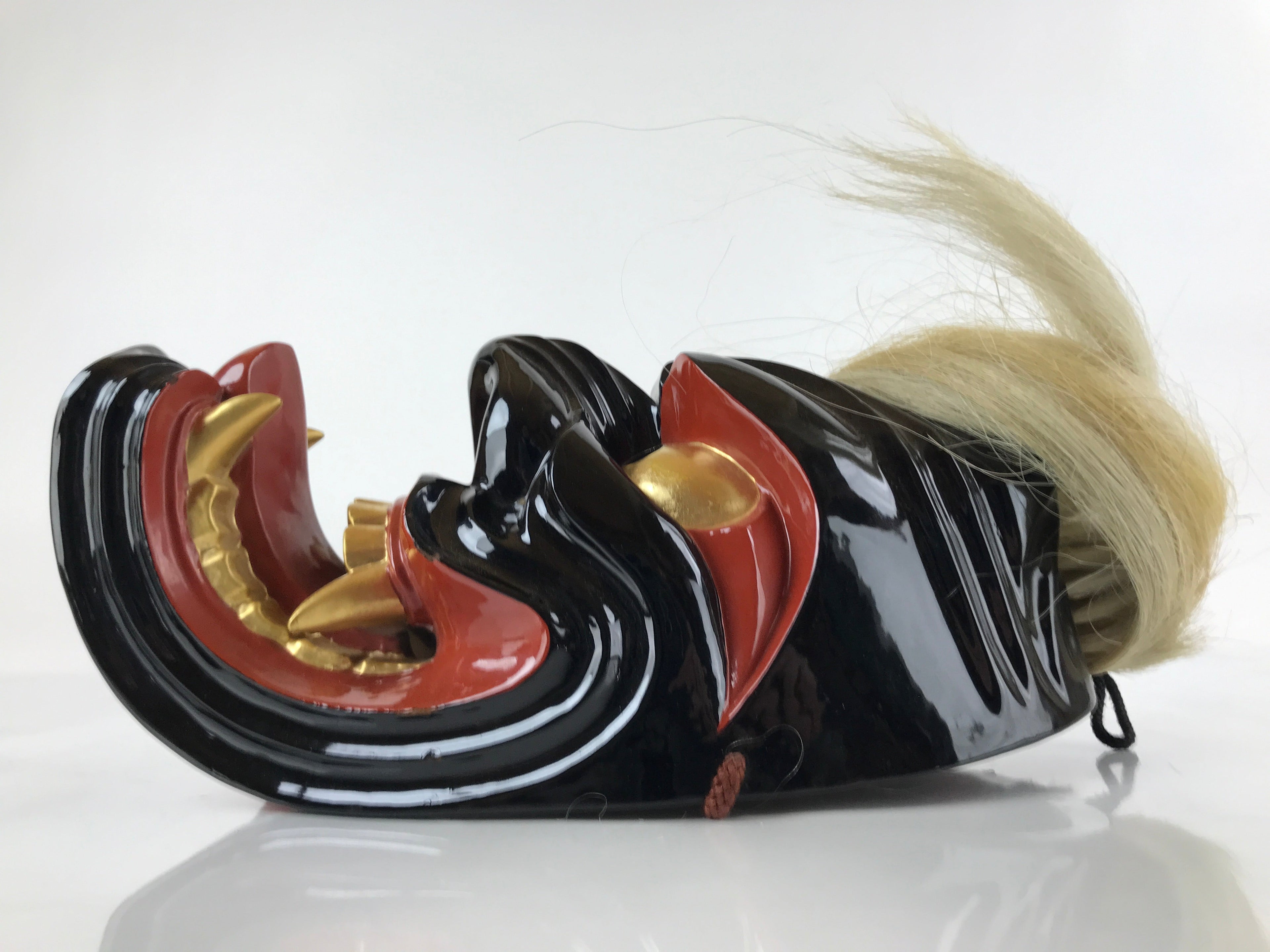 Japanese Lacquered Wood Noh Oni Mask Kagura Buryu Vtg Ichiryu Kajiwara Box OM39
