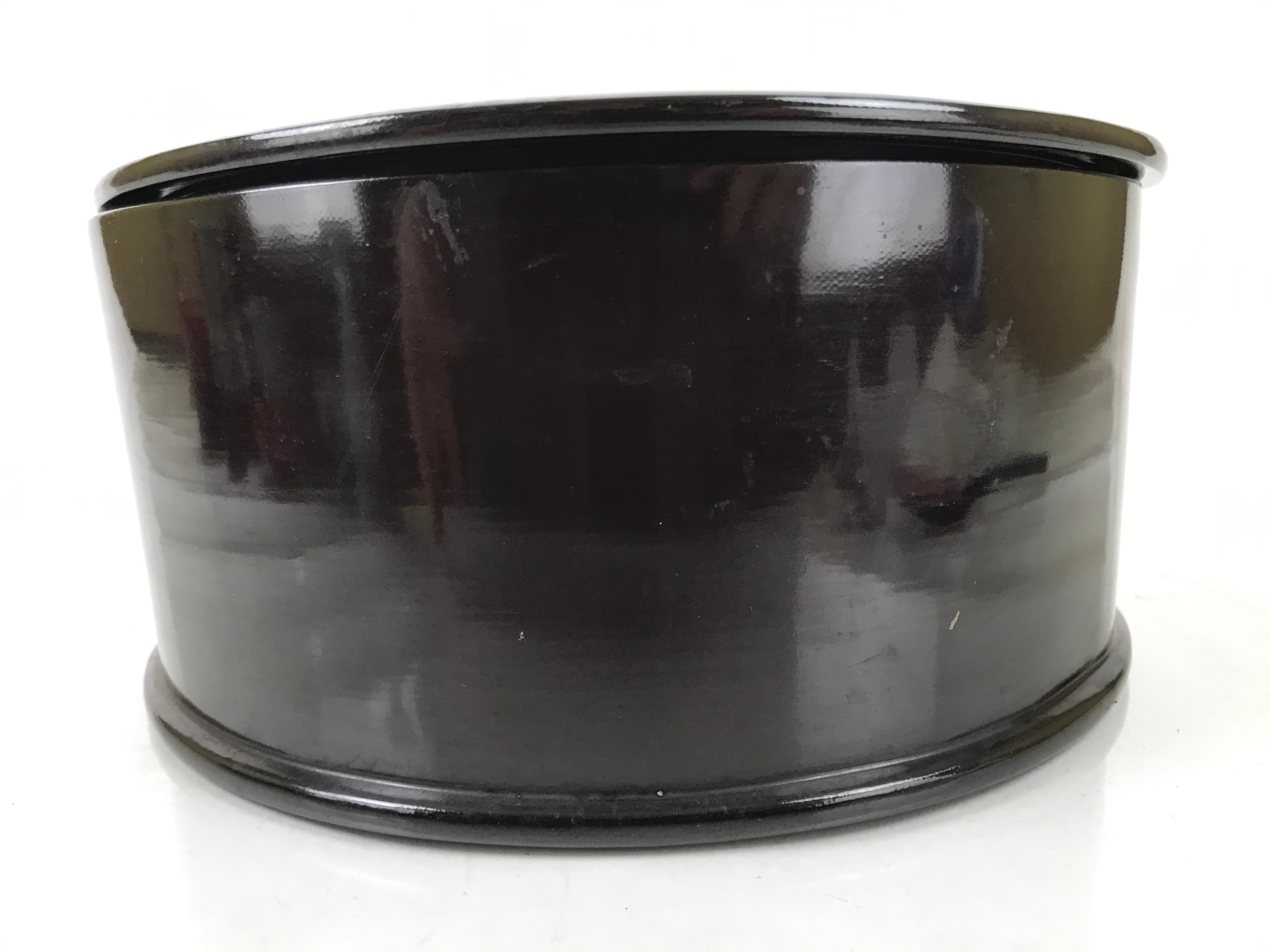 Japanese Lacquered Wood Ohitsu Rice Container Vtg Paddle Black Red Round L380