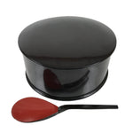 Japanese Lacquered Wood Ohitsu Rice Container Vtg Paddle Black Red Round L380