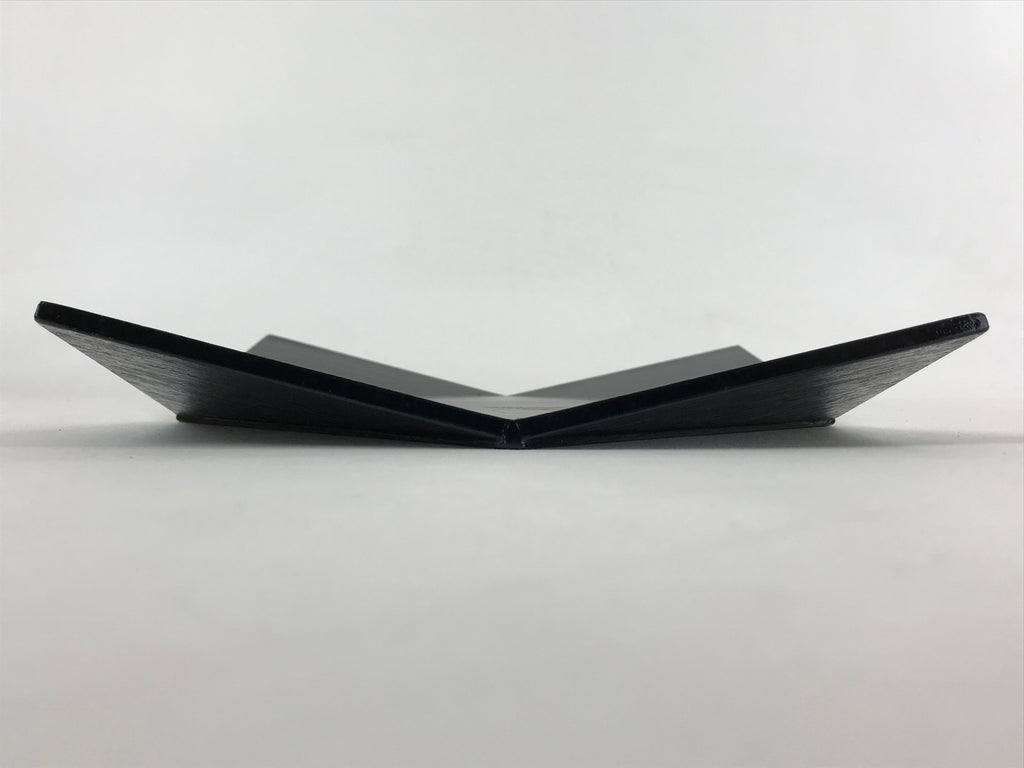 Japanese Lacquered Wood Serving Tray Makie Leaves Vtg Plate Square Black LWB78