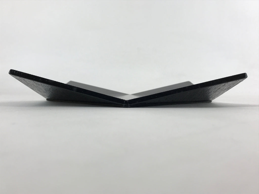 Japanese Lacquered Wood Serving Tray Makie Leaves Vtg Plate Square Black LWB78