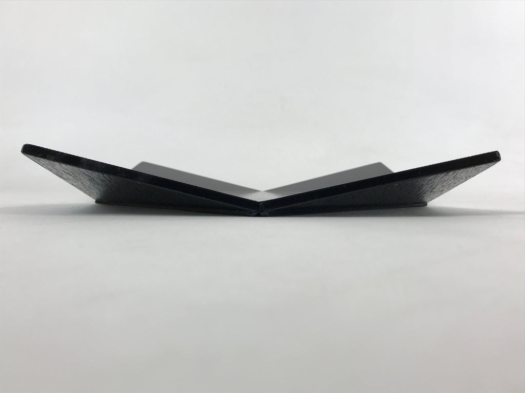Japanese Lacquered Wood Serving Tray Makie Leaves Vtg Plate Square Black LWB78